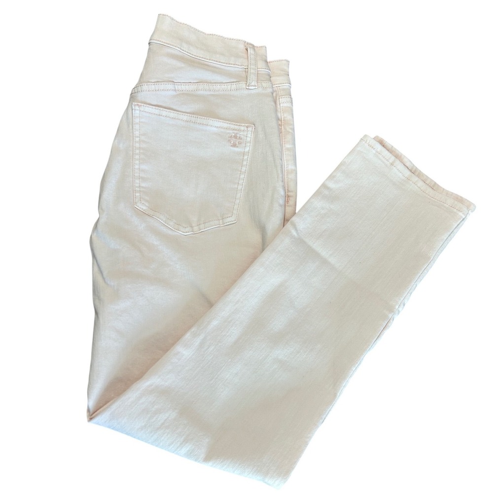 Tory Burch Pale Pink Straight Leg Jeans Women 28 Mid Rise Stretch Denim - Picture 2 of 6